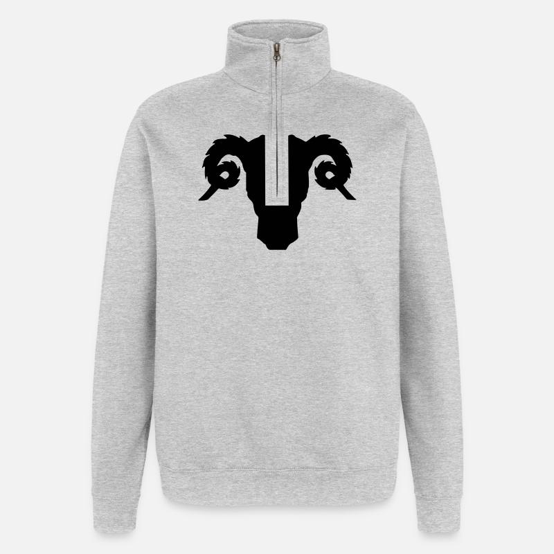 Bock- oder Rammkopfschattenbild - Quarter-Zip-Sweatshirt - Grau meliert