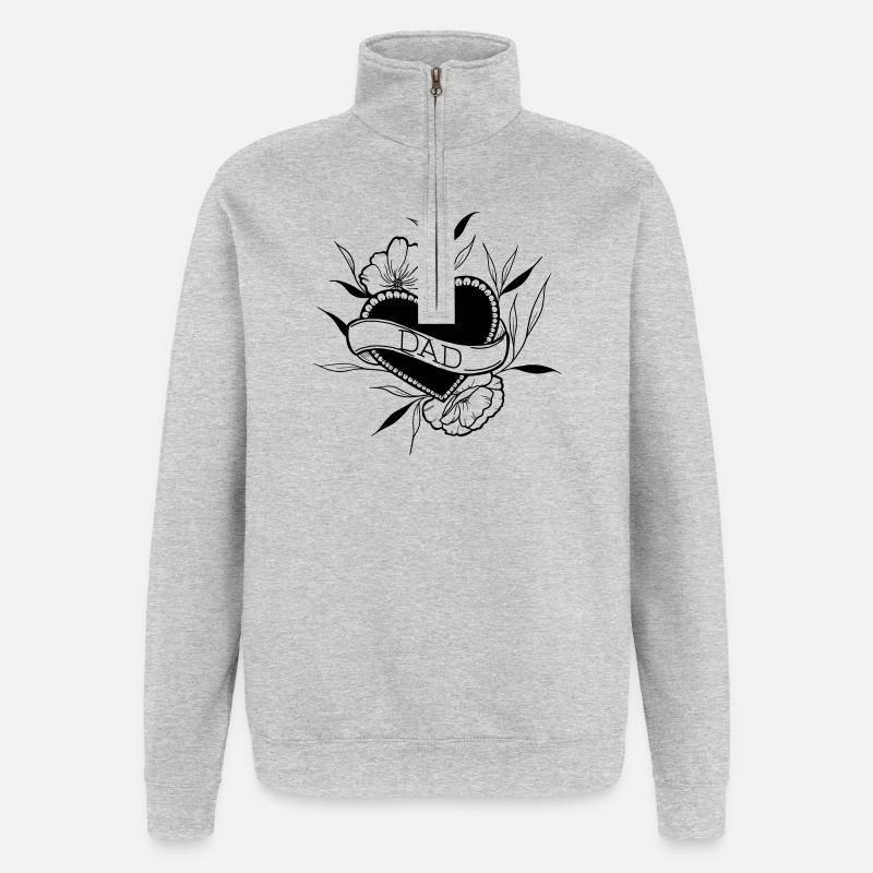 Papa - Sweat à zip 1/4 - gris chiné