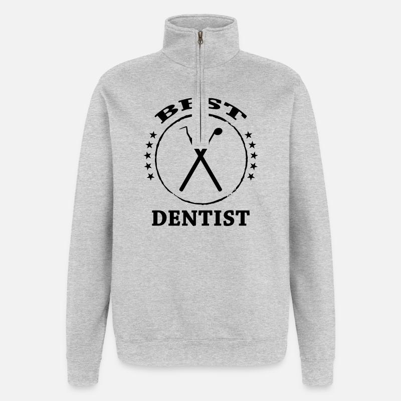 Zahnarzt - Quarter-Zip-Sweatshirt - Grau meliert