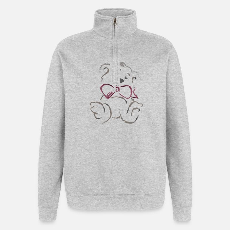 Süßer Teddybär  - Quarter-Zip-Sweatshirt - Grau meliert