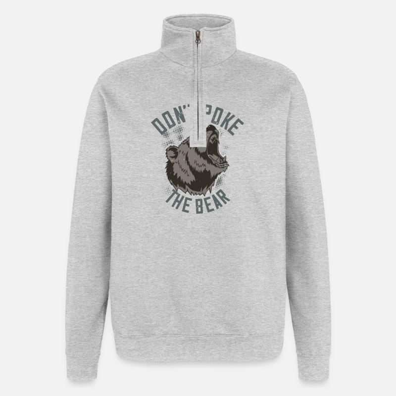 Nicht den Bären reizen - Quarter-Zip-Sweatshirt - Grau meliert