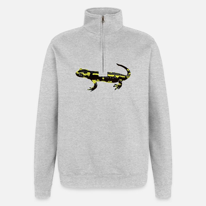 Salamandre de feu - Sweat à zip 1/4 - gris chiné