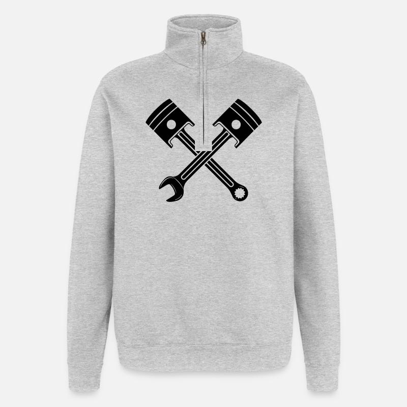Engine piston key crossed - Quarter-Zip Sweatshirt - heather grey