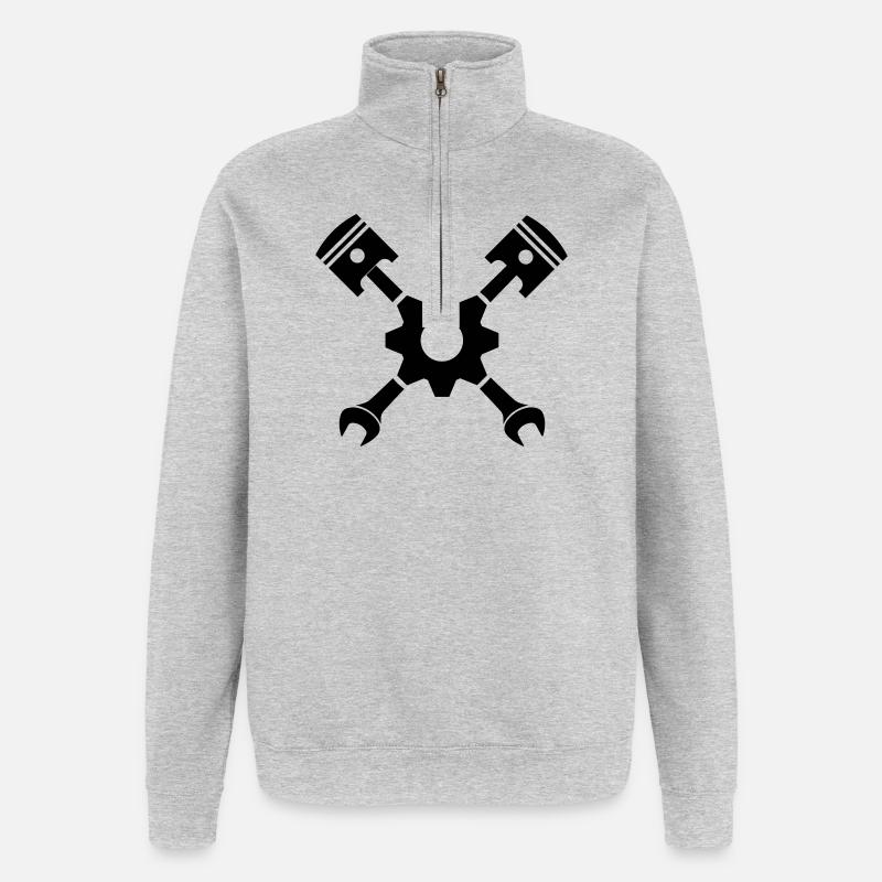 Piston clé croisée avec engrenage - Sweat à zip 1/4 - gris chiné