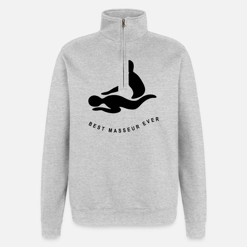 MEILLEUR MASSEUR JAMAIS - Sweat à zip 1/4 - gris chiné