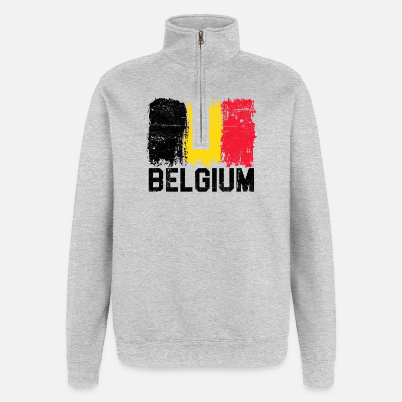 Coups de pinceau du drapeau belge - Sweat à zip 1/4 - gris chiné