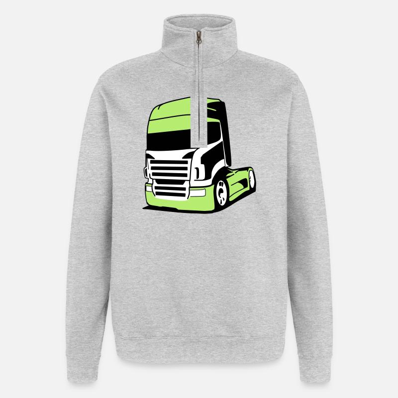 Markanter V8-Truck - Quarter-Zip-Sweatshirt - Grau meliert