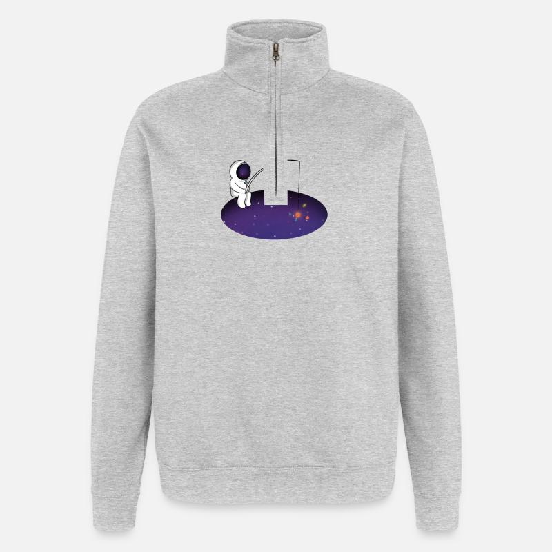 Weltraumfischer - Quarter-Zip-Sweatshirt - Grau meliert
