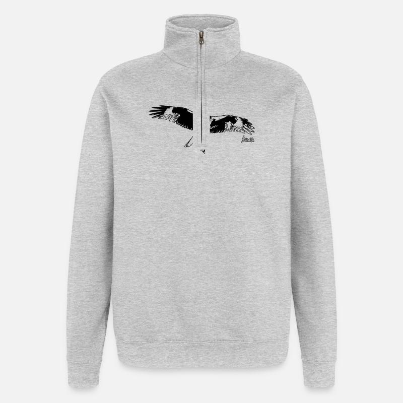 HGWild - Rotmilan - Quarter-Zip-Sweatshirt - Grau meliert