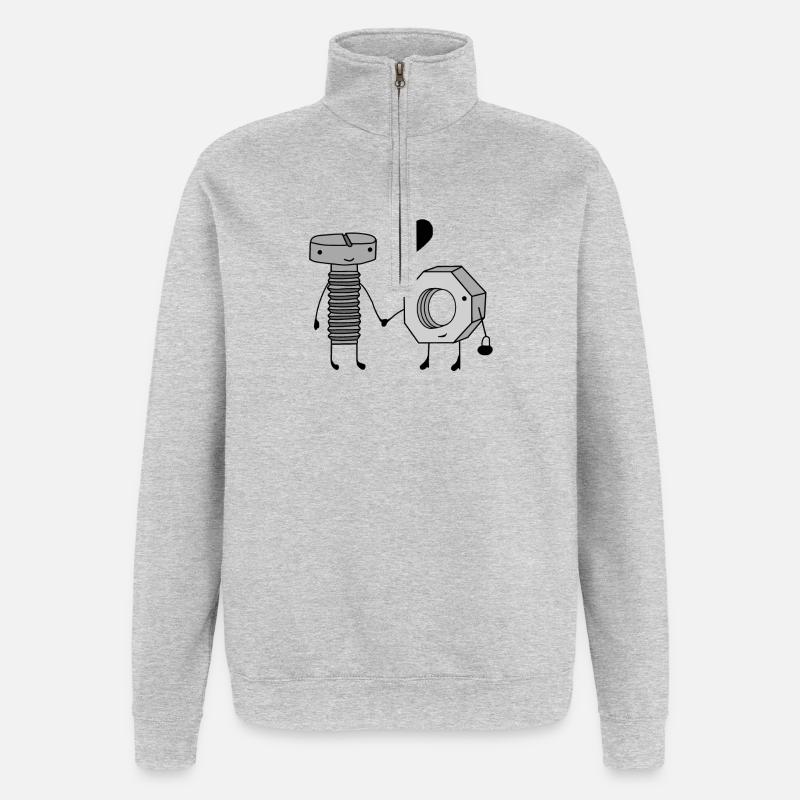 Technische Schrauben Illustration - Quarter-Zip-Sweatshirt - Grau meliert