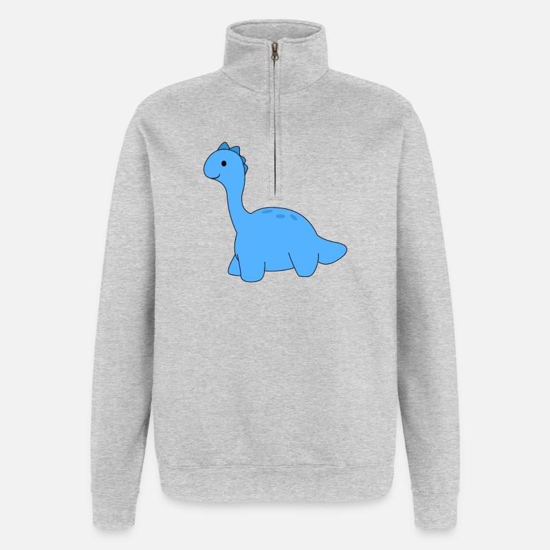 Dino Dinosaurier - Quarter-Zip-Sweatshirt - Grau meliert