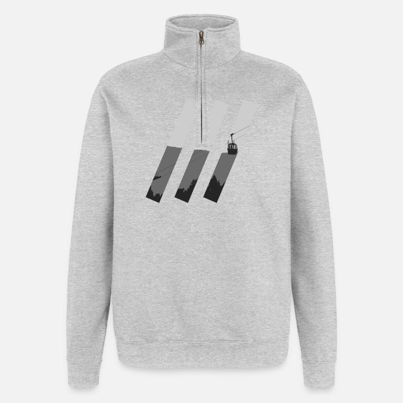 Entailles de gondole - Sweat à zip 1/4 - gris chiné