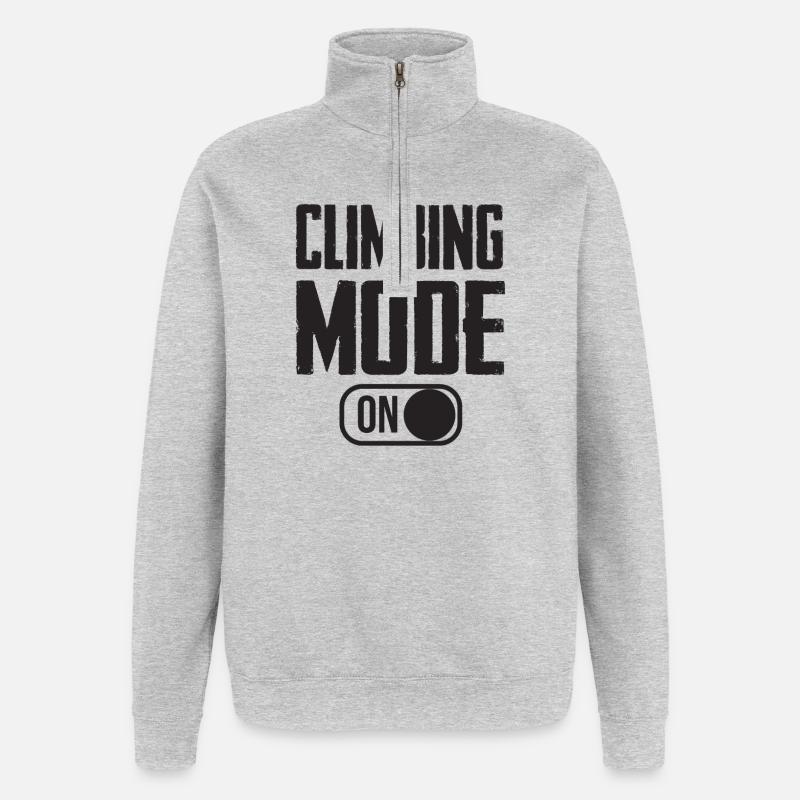 Klettermodus Einschalten Typografie - Quarter-Zip-Sweatshirt - Grau meliert