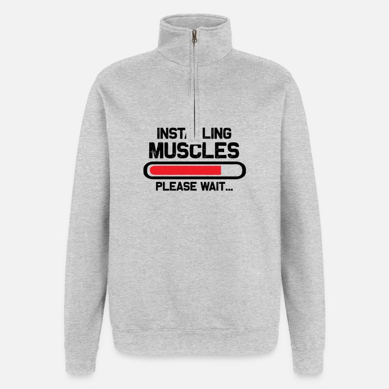 Lebendiges abstraktes Grafikdesign - Quarter-Zip-Sweatshirt - Grau meliert