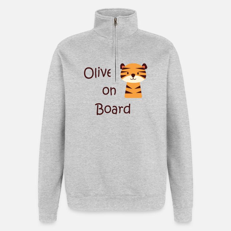 Oliver on board - Sweat à zip 1/4 - gris chiné