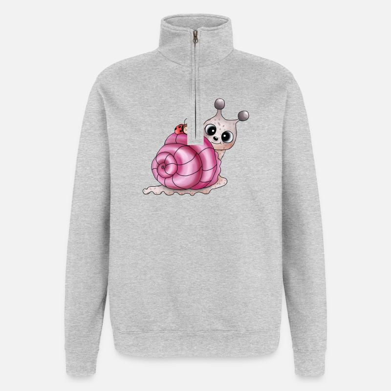 schneckenhaus pink - Quarter-Zip-Sweatshirt - Grau meliert