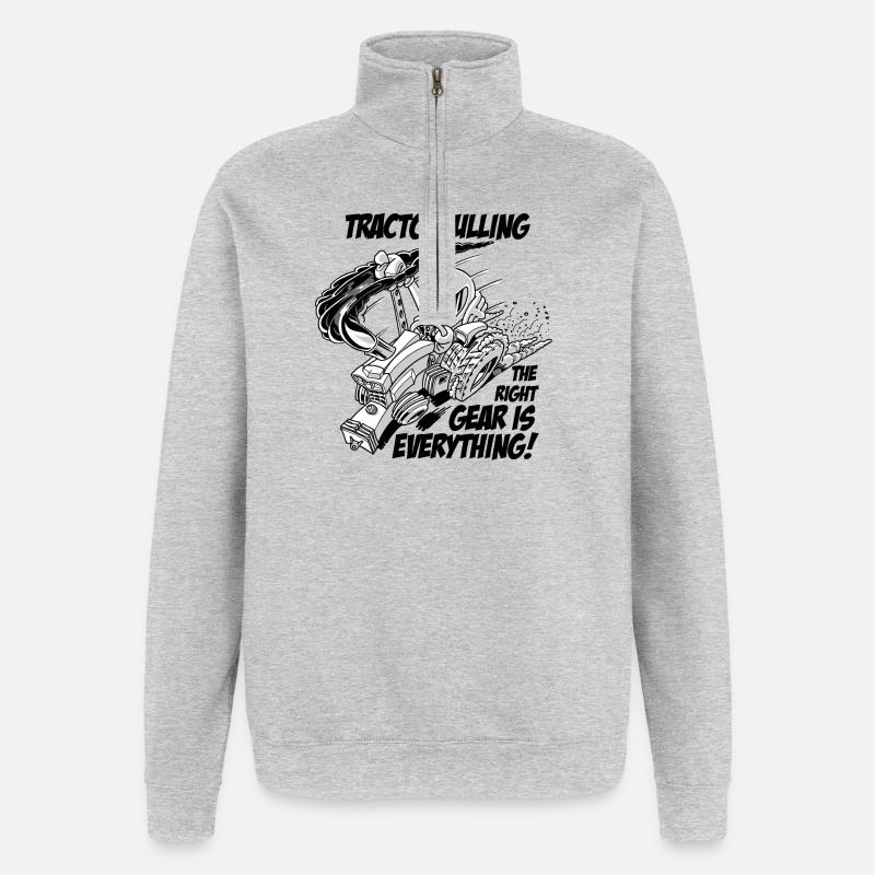 0966 tractor pulling BW - Quarter-Zip Sweatshirt - heather grey