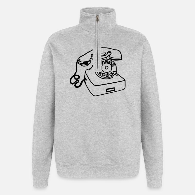 Telefon - Quarter-Zip-Sweatshirt - Grau meliert