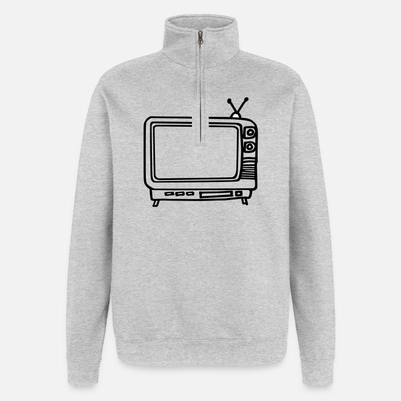 la télé - Sweat à zip 1/4 - gris chiné