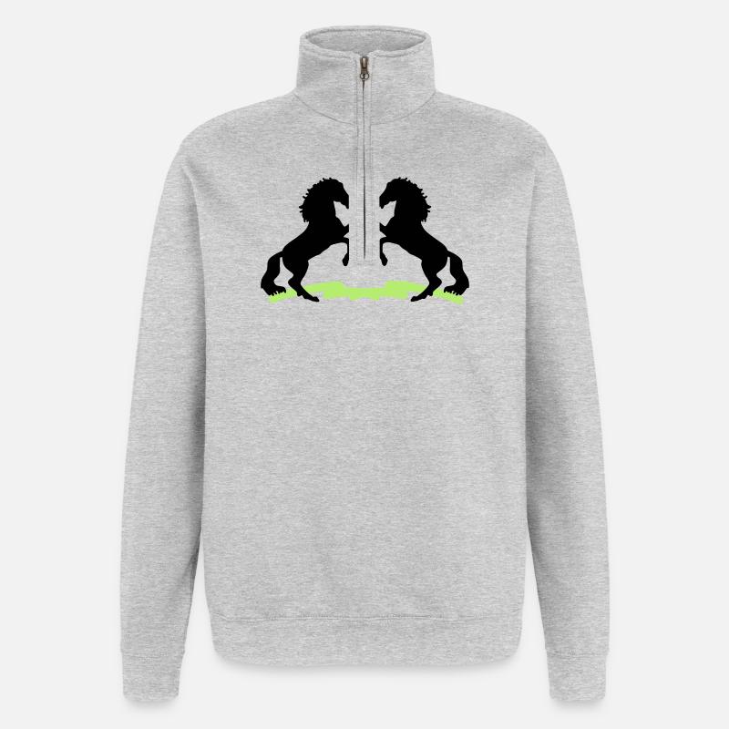 Chevaux - Sweat à zip 1/4 - gris chiné