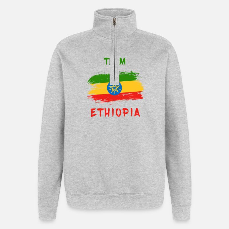 Team Äthiopien Design / Geschenkidee - Quarter-Zip-Sweatshirt - Grau meliert