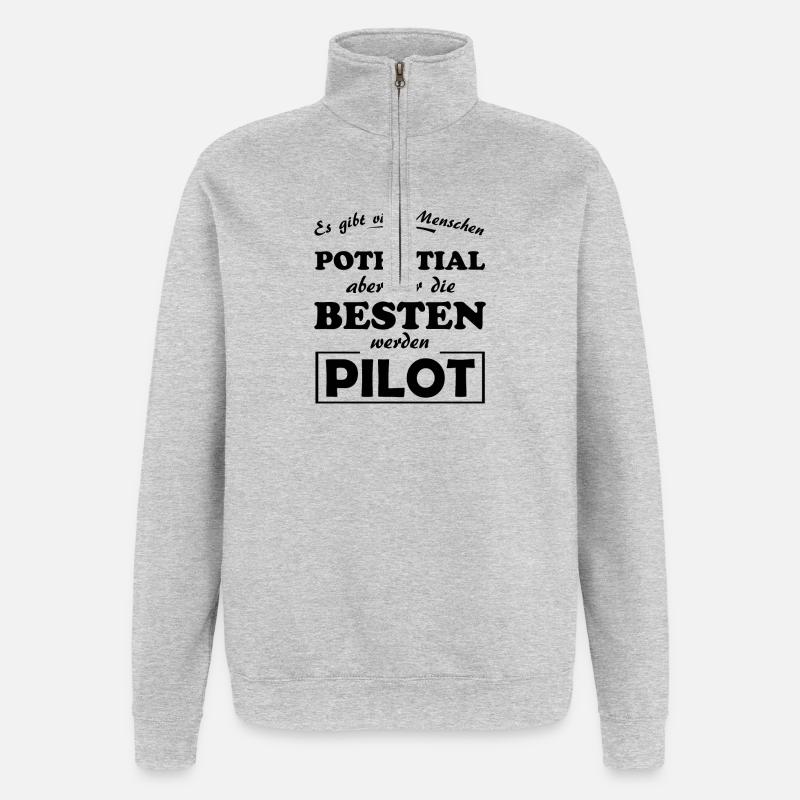 Pilot - Quarter-Zip-Sweatshirt - Grau meliert