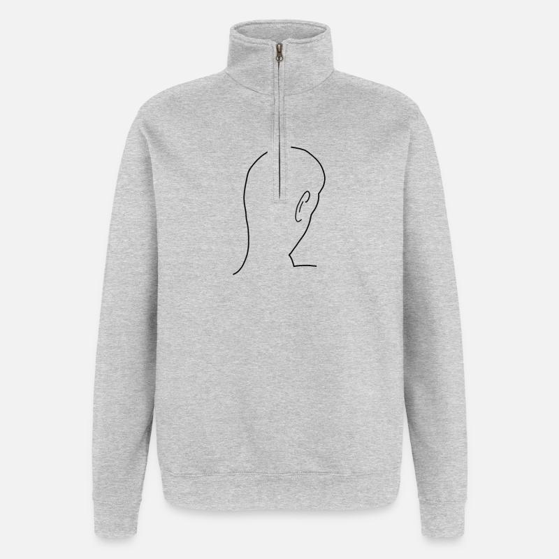 Kopf Hinterkopf Glatze - Quarter-Zip-Sweatshirt - Grau meliert