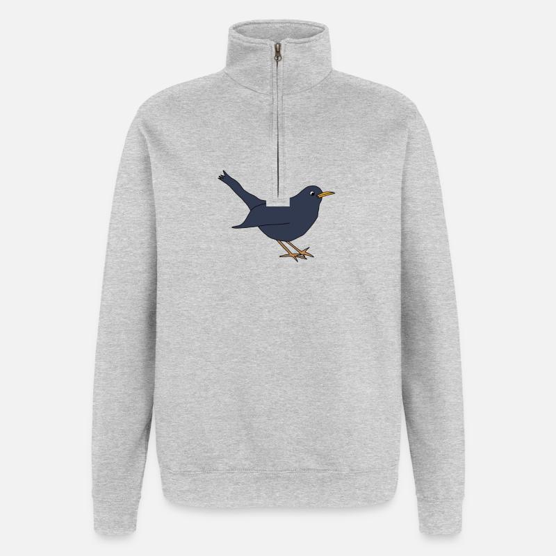 Amsel *** blanko - Quarter-Zip-Sweatshirt - Grau meliert