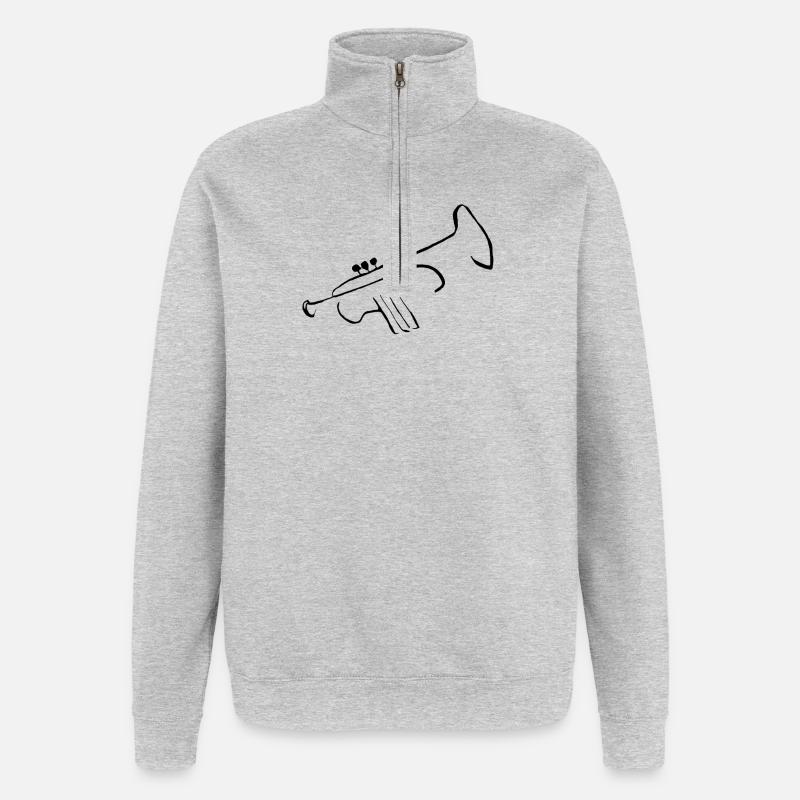 Trompette pure 2 - Sweat à zip 1/4 - gris chiné