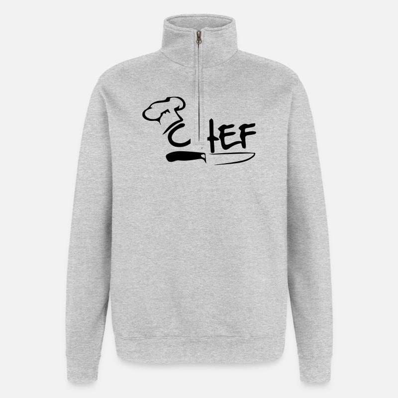 Chef - Sweat à zip 1/4 - gris chiné