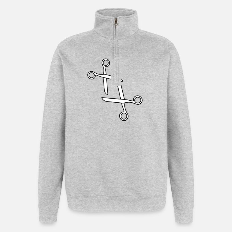 Ciseaux design amusants LGTBQIA+ - Sweat à zip 1/4 - gris chiné