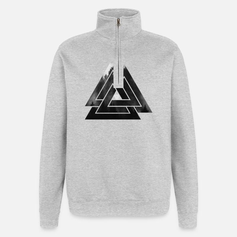 Valknut Wikinger Symbol - Quarter-Zip-Sweatshirt - Grau meliert