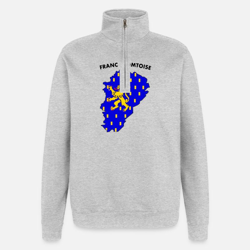 franc-comtoise - Sweat à zip 1/4 - gris chiné