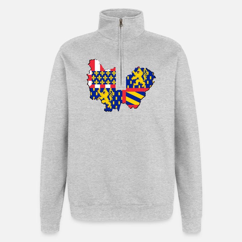 Bourgogne Franche Comté - Quarter-Zip-Sweatshirt - Grau meliert