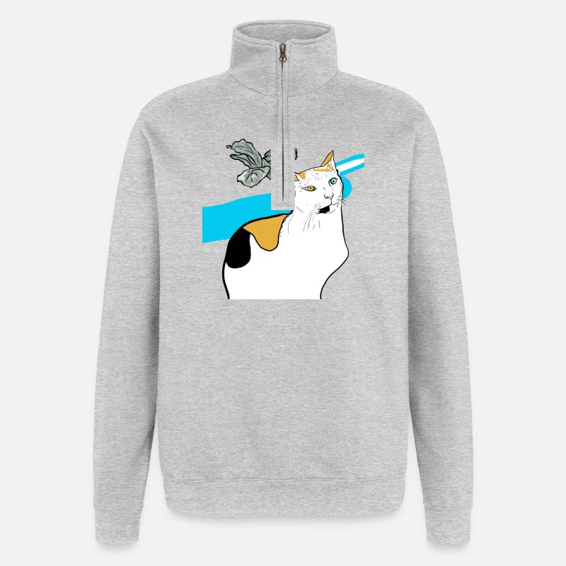 sitting cat - Quarter-Zip Sweatshirt - heather grey