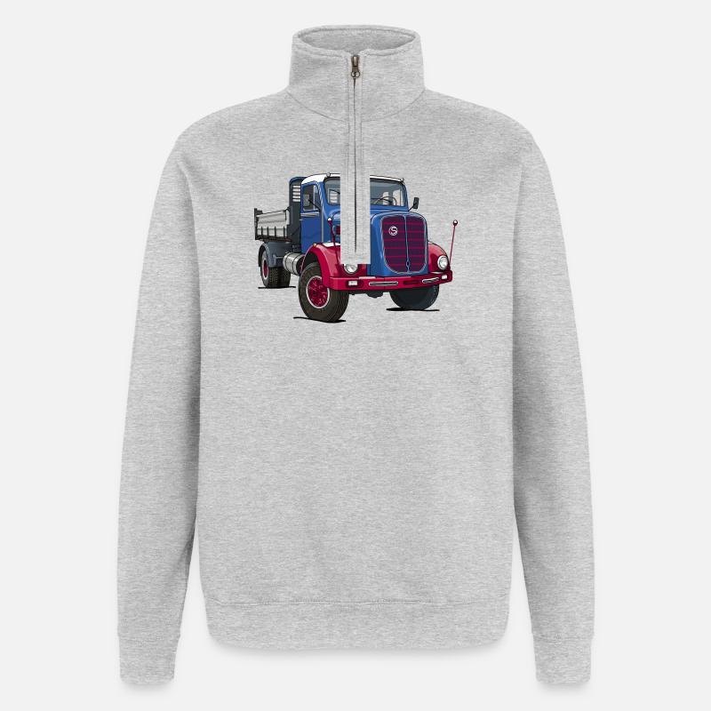 Camion oldtimer - Sweat à zip 1/4 - gris chiné