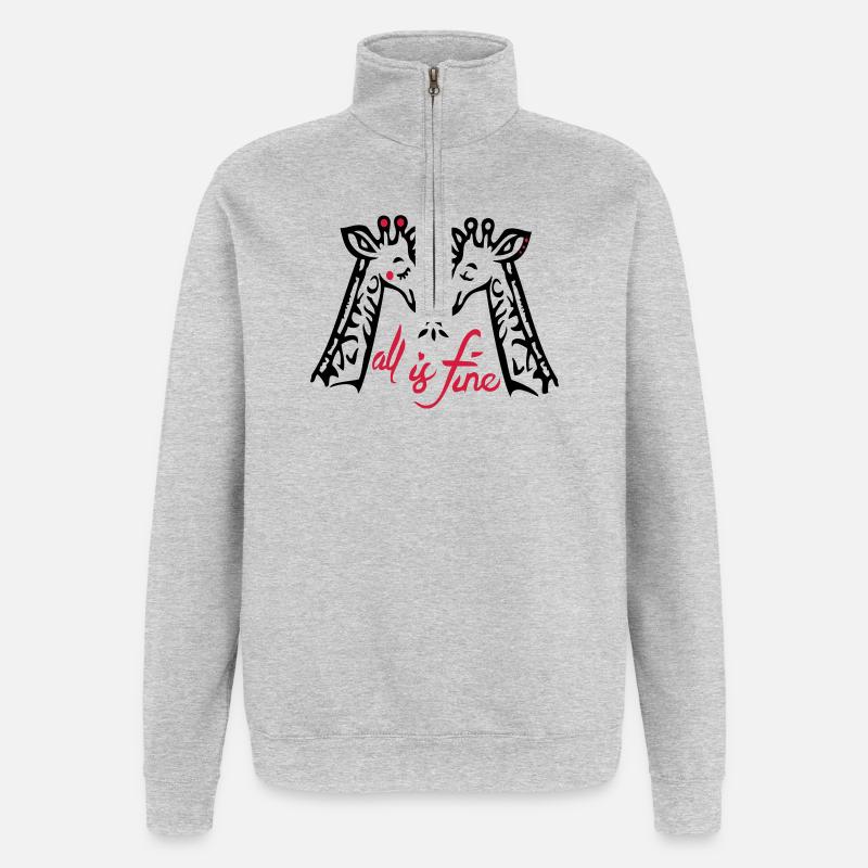 Giraffen Liebe - Quarter-Zip-Sweatshirt - Grau meliert