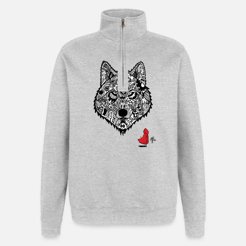 Rotkäppchens Wolf - Quarter-Zip-Sweatshirt - Grau meliert