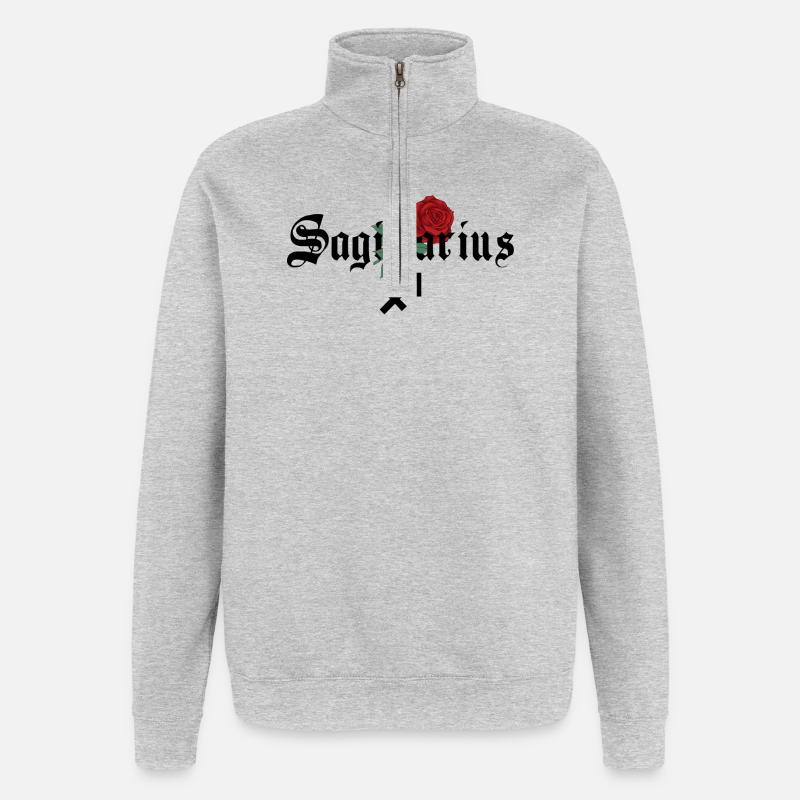 Zodiaque de la Rose du Sagittaire - Sweat à zip 1/4 - gris chiné