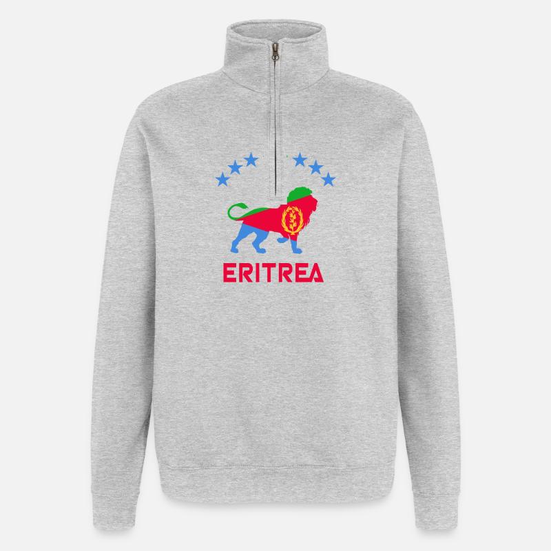 Conception de lion d'Érythrée - Sweat à zip 1/4 - gris chiné