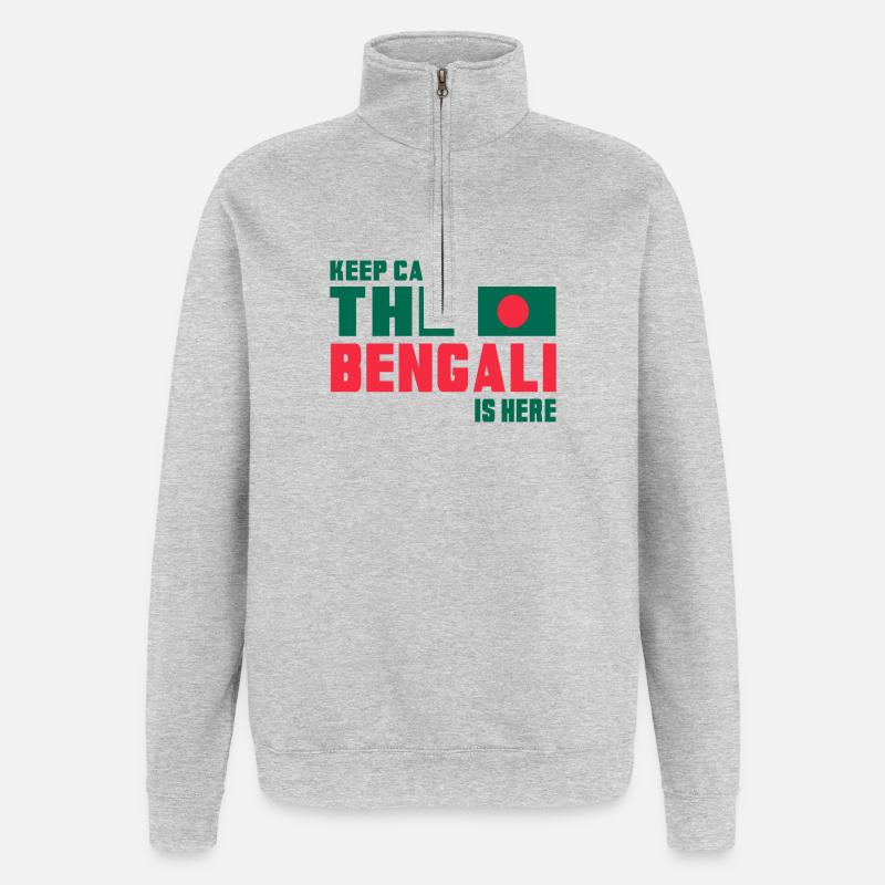 Keep Calm Bangladesch Design / Geschenkidee - Quarter-Zip-Sweatshirt - Grau meliert