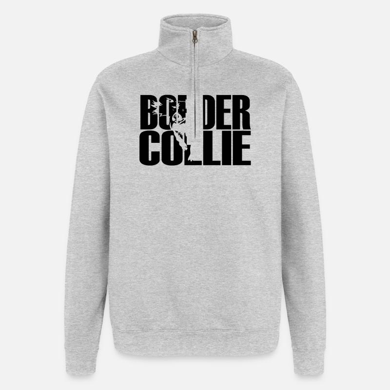 Border Collie - Sweat à zip 1/4 - gris chiné