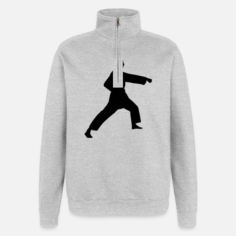Punsch Karate oder Teakwondo Punsch - Quarter-Zip-Sweatshirt - Grau meliert