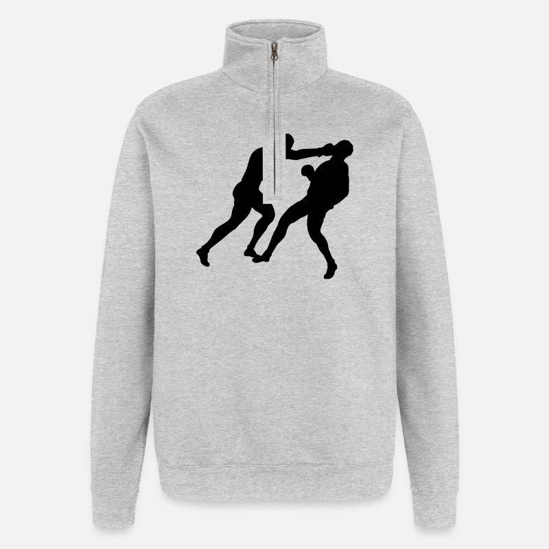 Boxe boxe - Sweat à zip 1/4 - gris chiné