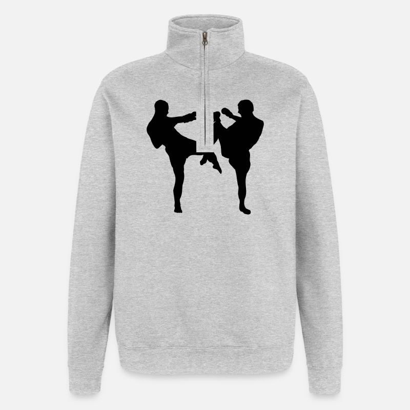 Boxe kickboxing - Sweat à zip 1/4 - gris chiné