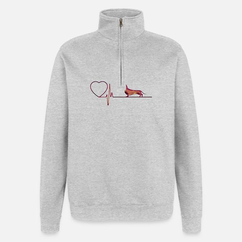 Ich liebe Dackel - Quarter-Zip-Sweatshirt - Grau meliert