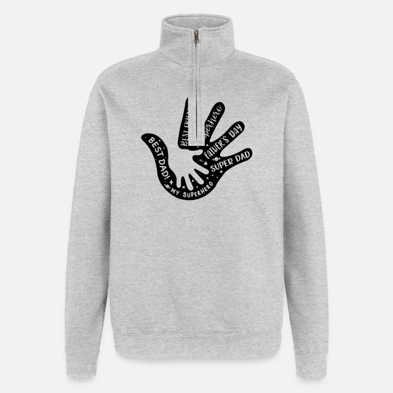 Père Main dans la main - Sweat à zip 1/4 - gris chiné