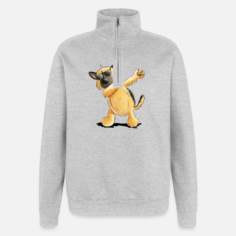 Dab Dance German Shepherd - Quarter-Zip Sweatshirt - heather grey