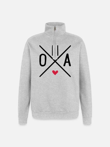 oma - Quarter-Zip-Sweatshirt - Grau meliert