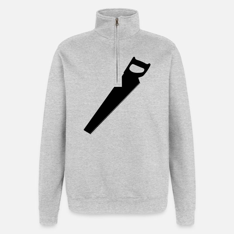Säge für Tischler oder Holzarbeiter Logo - Quarter-Zip-Sweatshirt - Grau meliert